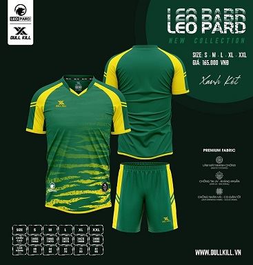 Áo Bóng Đá không Logo Dullkill LeoPard Xanh Két